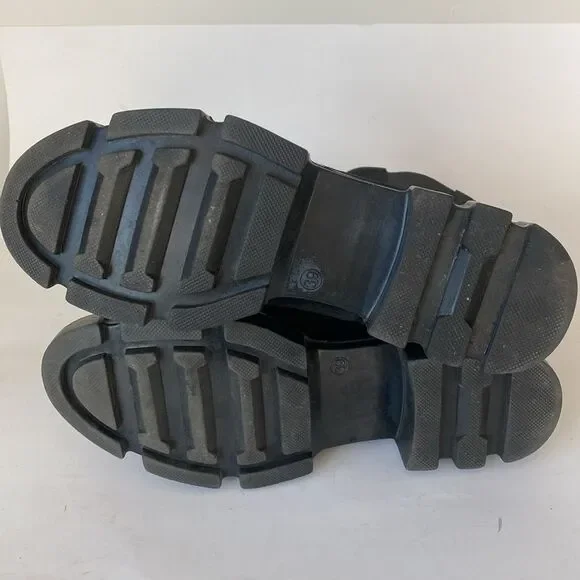 Free People Tristan Chelsea Lug Sole Boots Black Suede Chunky Heel Sz 9 Moto Emo - Picture 11 of 15